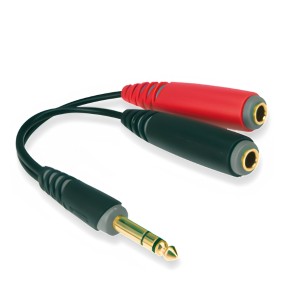 Klotz AYS-1 Short Y Adapter 1 x 6.35mm Stereo Jack Plug to 2 x 6.35mm Mono Jack sockets